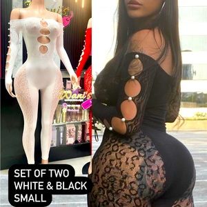 SET OF 2 Fashion Nova Bodysuits Lace/PearlIntimate